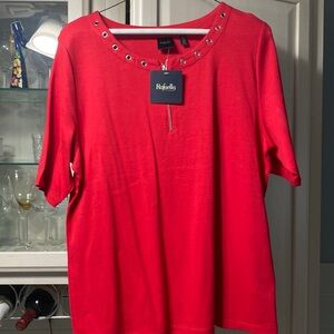 NWT RAFAELLA XL RED 3/4 ZIP TOP